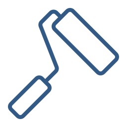 Rouleau de peinture bleu.